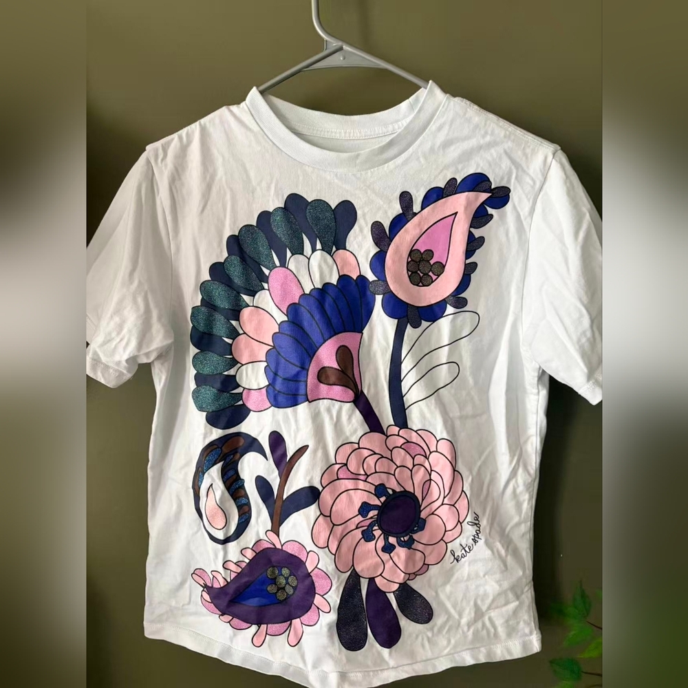 Kate Spade White Tee with Bold Floral Print